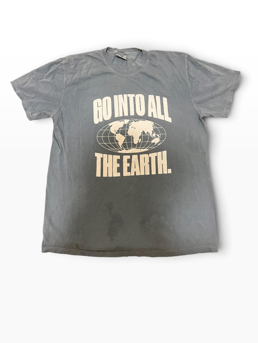 Elevated Faith Go Into All The Earth T-Shirt Large Light Blue